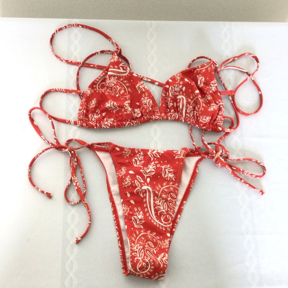 Paisley Bandana Print Bikini Swimsuit Size XS